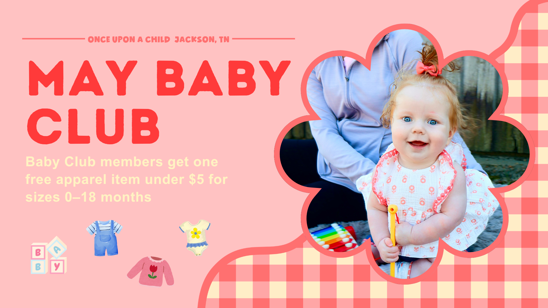 Baby clothing promotion free baby item sizes 0 to 18 months Jackson TN